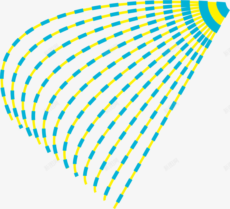 蓝黄色虚线曲线png免抠素材_新图网 https://ixintu.com 弧度线 柔和曲线 柔和线条 波浪线 线条 装饰曲线 飘逸曲线