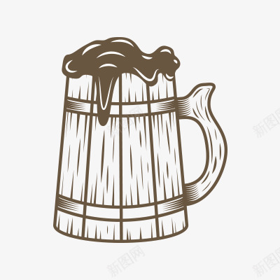 剪影图标png_新图网 https://ixintu.com 咖啡色 啤酒杯 木质啤酒杯