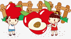 红苹果与卡通儿童素材
