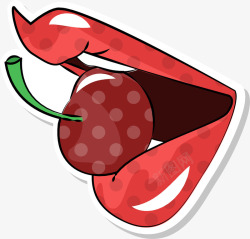 吃樱桃的嘴唇素材