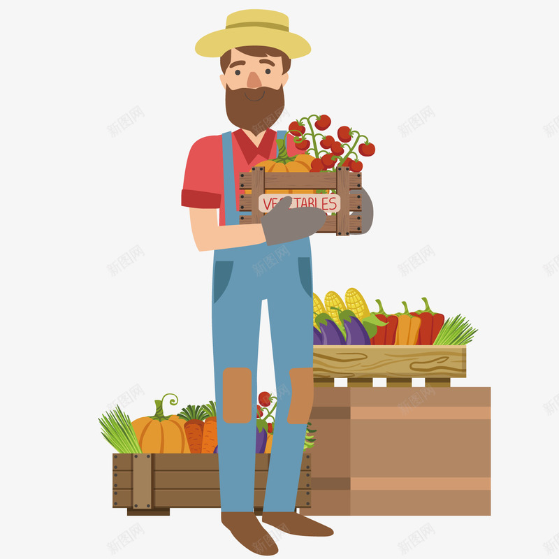 卖蔬菜的大叔png免抠素材_新图网 https://ixintu.com 卡通 大叔 蔬菜