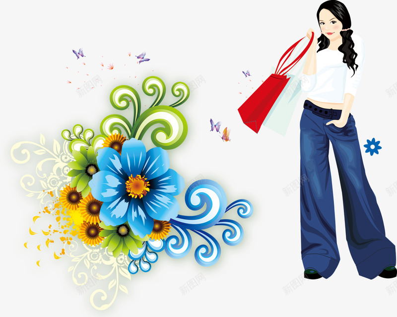 女性购物装饰元素png免抠素材_新图网 https://ixintu.com 大牌驾到 女性 花朵 装饰 购物