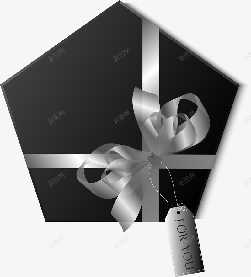 黑色简约礼物标签png免抠素材_新图网 https://ixintu.com 五边形 免抠PNG 包装 标签 礼品 礼物 简约 装饰图案 黑色