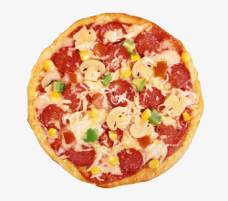 香肠比萨芝士蔬菜比萨高清图片