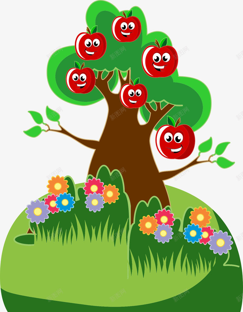 笑脸苹果树png免抠素材_新图网 https://ixintu.com 植物 笑脸 苹果树