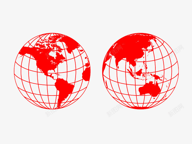 红色的地图元素png免抠素材_新图网 https://ixintu.com 元素 卡通 图形 地球 红色