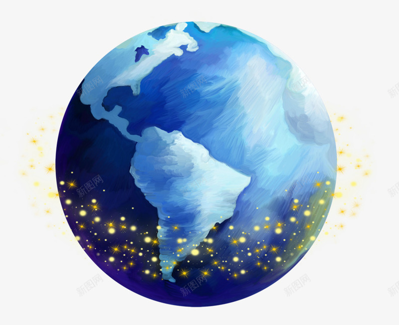 蓝色手绘地图png免抠素材_新图网 https://ixintu.com 地图 地球 手绘 星球 蓝色