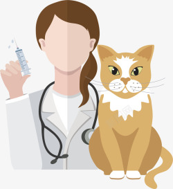 手绘兽医给猫咪打针的女性兽医矢量图高清图片