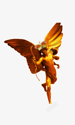金色的雕像有蝴蝶翅膀雕像高清图片