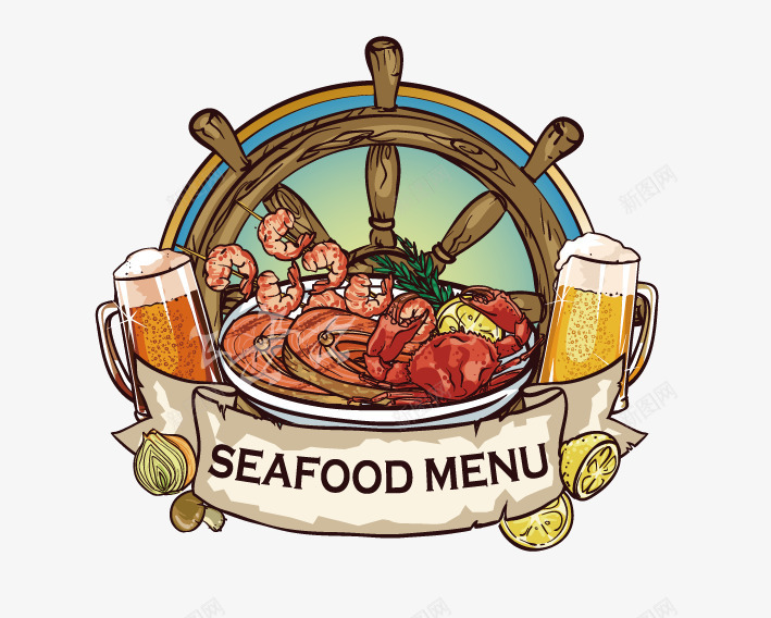 seafoodmenupng免抠素材_新图网 https://ixintu.com menu seafood 矢量啤酒 边框