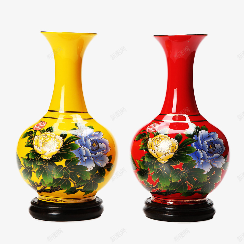 瓷器花瓶png免抠素材_新图网 https://ixintu.com 创意礼品 摆件 瓷器花瓶 红瓶 黄瓶