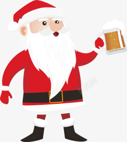 老人喝啤酒喝啤酒的圣诞老人矢量图高清图片