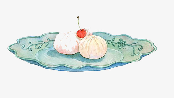 水彩包子png免抠素材_新图网 https://ixintu.com 包子 卡通 手绘 樱桃 水彩 装饰 食物