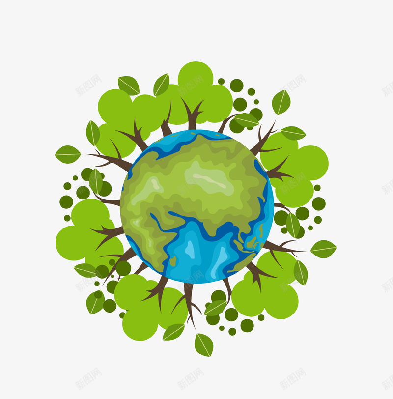 绿色创意环保地球插画psd免抠素材_新图网 https://ixintu.com 创意设计 地球 插画 树木 爱护环境 环保 绿色