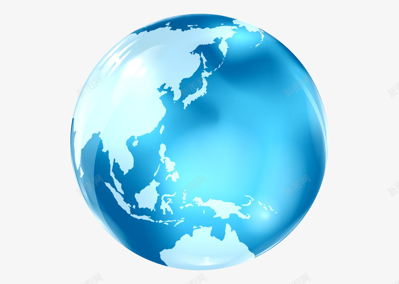 蓝色立体地球png免抠素材_新图网 https://ixintu.com 圆形 地球 水波 立体 蓝色