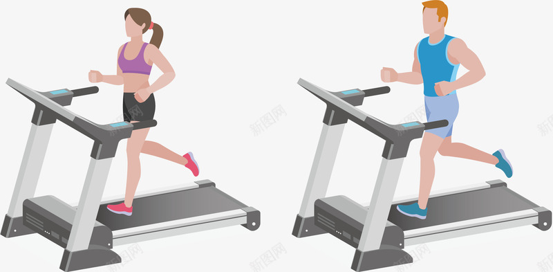 跑步机锻炼的男女png免抠素材_新图网 https://ixintu.com 减脂 减脂运动 女性 男性 跑步 跑步机 运动健身 运动器材 锻炼身体