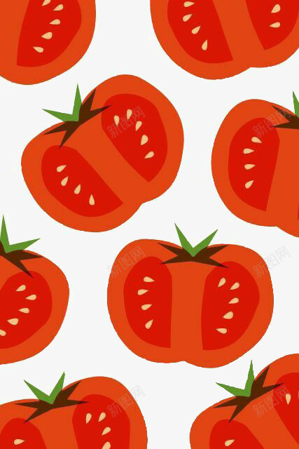 西红柿png免抠素材_新图网 https://ixintu.com 平铺 底纹 番茄 蔬菜 西红柿