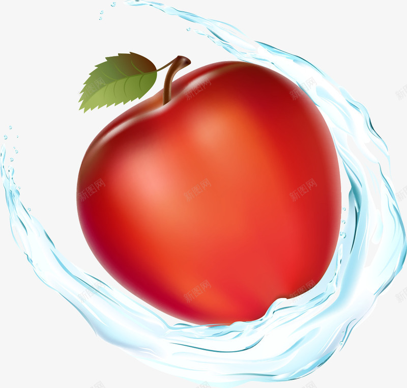 水中的红苹果png免抠素材_新图网 https://ixintu.com 卡通苹果 矢量水果 红苹果 苹果 食物