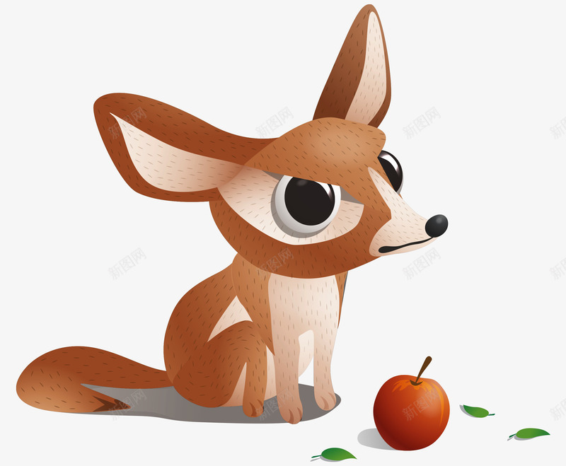 卡通可爱小狐狸红苹果png免抠素材_新图网 https://ixintu.com 卡通的狐狸 可爱的小狐狸 矢量的动物 红苹果