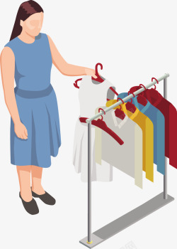 挑衣服PNG一个正在商城挑衣服的女士矢量图高清图片
