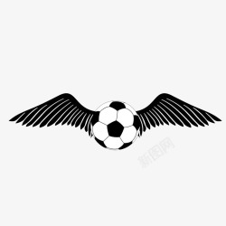 黑色足球手绘戴翅膀的足球高清图片