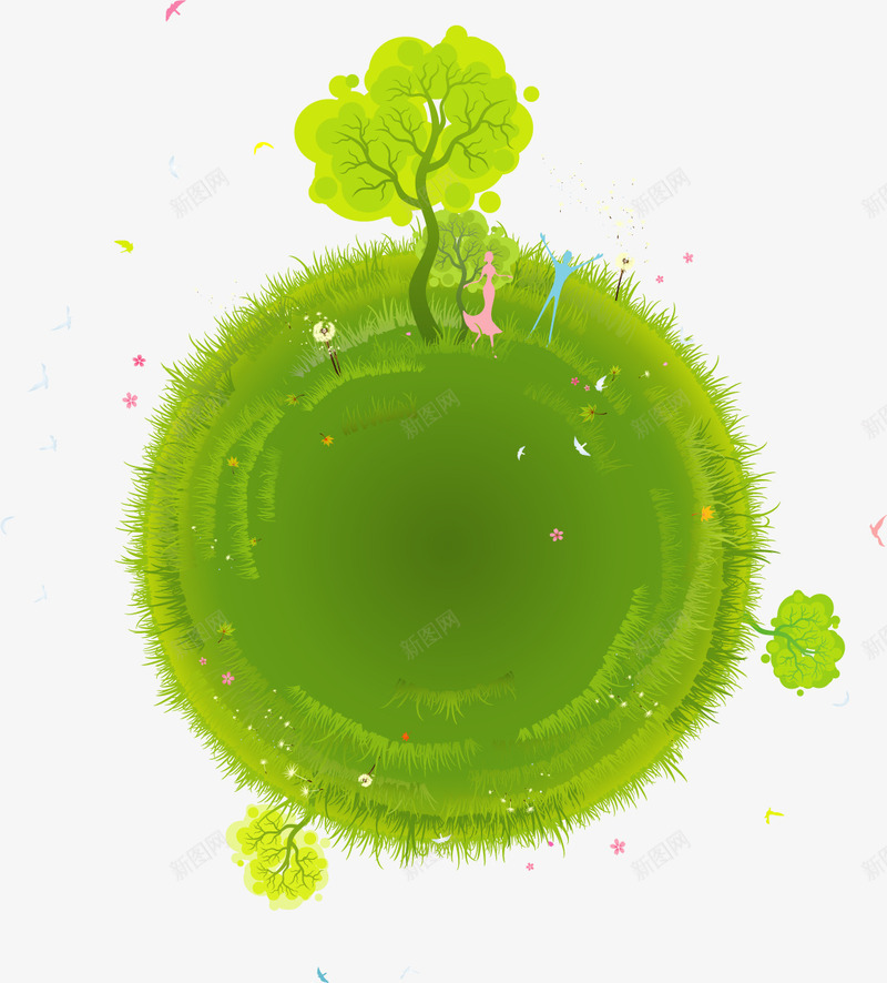 手绘地球上的大树png免抠素材_新图网 https://ixintu.com 地球 大树 手绘 生机 绿色
