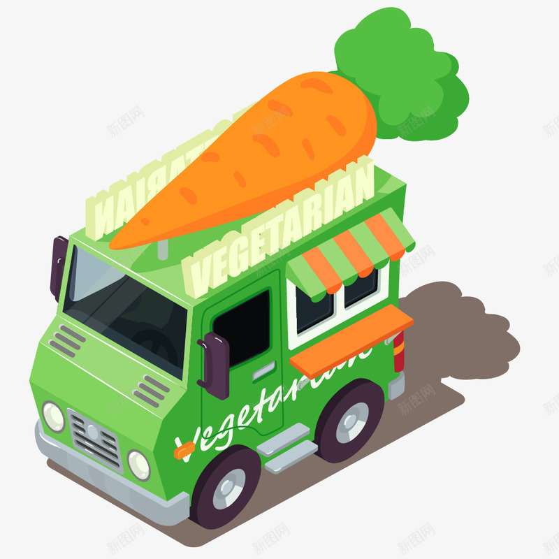 绿色汽车上的活萝卜png免抠素材_新图网 https://ixintu.com 动漫动画 卡通手绘 汽车 胡萝卜 蔬菜 装饰图 食物
