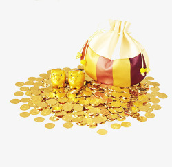 黄金袋金币金袋黄金节日元素高清图片