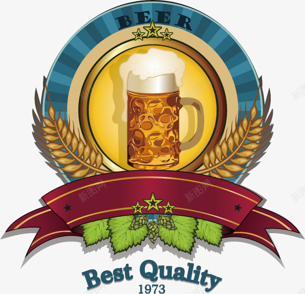 啤酒商标标签png免抠素材_新图网 https://ixintu.com 丝带 商标 啤酒 标签 麦穗