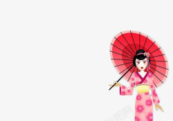 彩色雨伞彩色手绘打伞和服女性高清图片