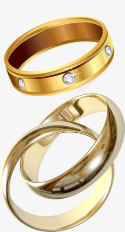 金戒指和一对戒指素材