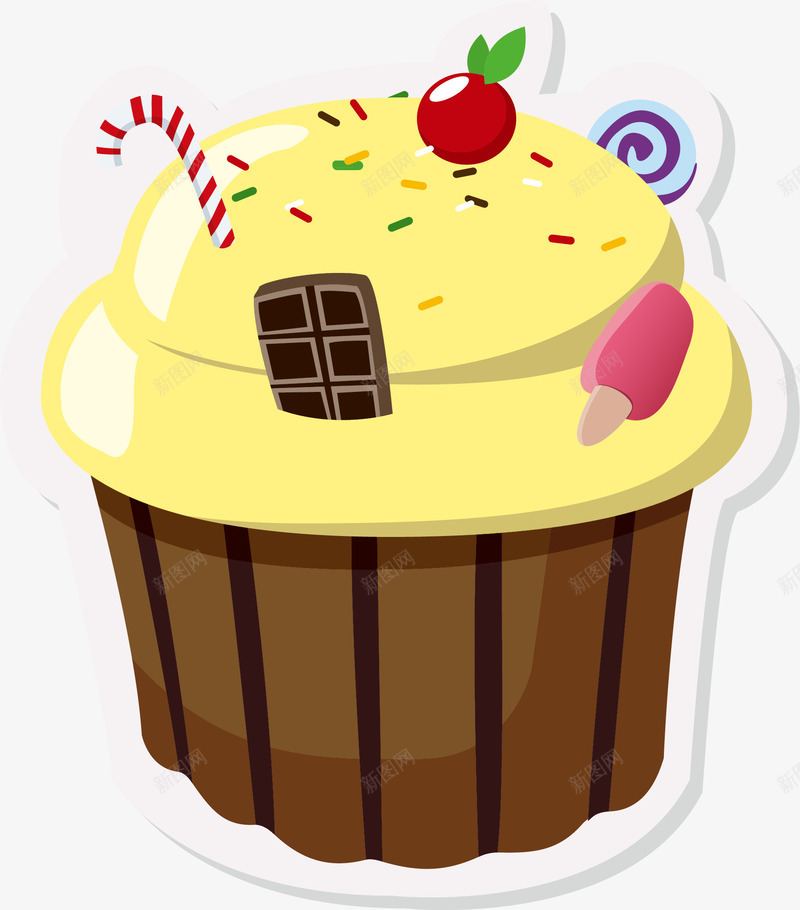 小清新纸杯蛋糕png免抠素材_新图网 https://ixintu.com 奶油 小清新蛋糕 红色樱桃 纸杯蛋糕 美味糕点 蛋糕贴纸