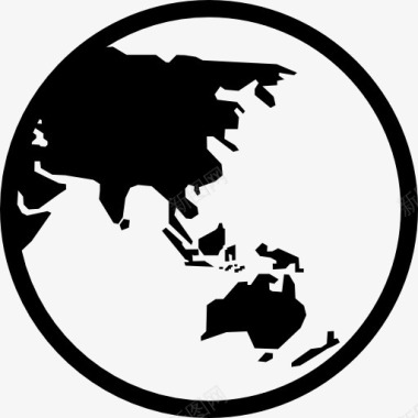 地球的象征与亚洲大洋洲图标图标