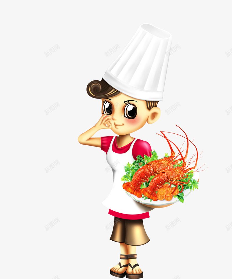 女性厨师png免抠素材_新图网 https://ixintu.com 厨师 自信 龙虾