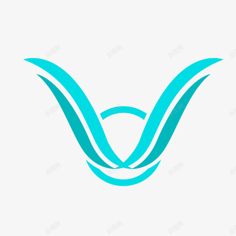 蓝色翅膀logo标签图标png_新图网 https://ixintu.com 卡通翅膀 商务标签 翅膀logo标签 背景装饰 蓝色翅膀