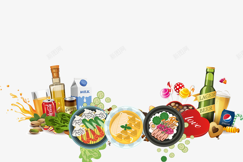 卡通手绘食物美食啤酒png免抠素材_新图网 https://ixintu.com 免抠食物 卡通 啤酒 手绘 糖果 美食 酒瓶 食物