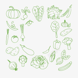 简易风绿色蔬菜手绘矢量图高清图片
