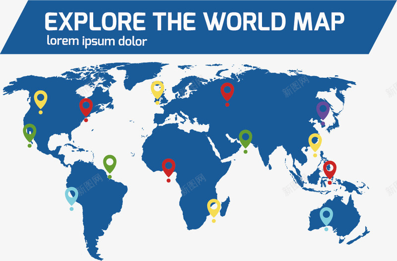 卡通蓝色世界地图png免抠素材_新图网 https://ixintu.com 世界地图 世界地图轮廓 位置 全球 地球
