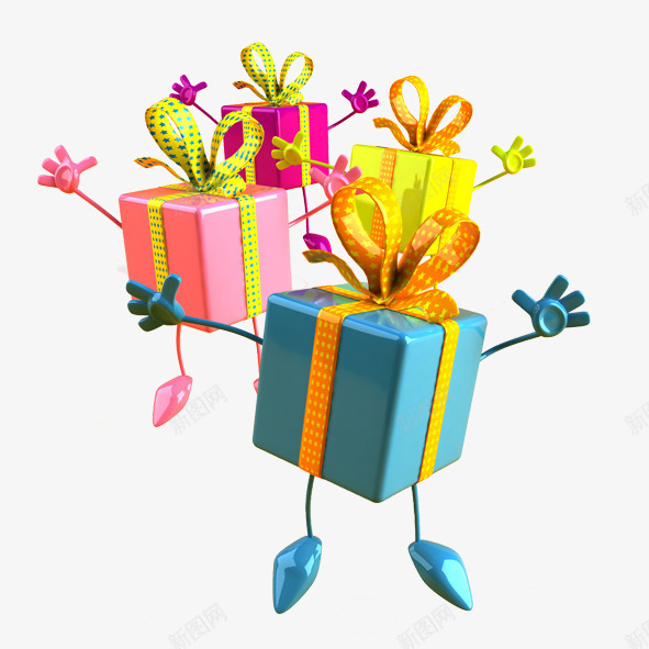 礼物盒png免抠素材_新图网 https://ixintu.com 丝带礼包 拟人卡通跑动的礼物盒 礼品礼物 礼物盒 节日庆典素材