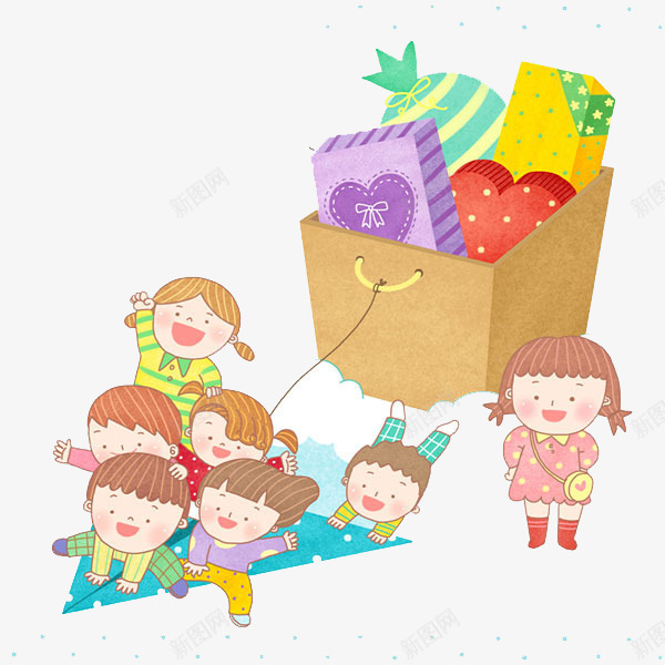 创意的礼物车png免抠素材_新图网 https://ixintu.com 创意 卡通 可爱 孩子们 开心 手绘 礼物 礼物盒 糖果 老师