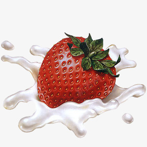 草莓牛奶喷溅装饰png免抠素材_新图网 https://ixintu.com 喷溅 牛奶 草莓 装饰