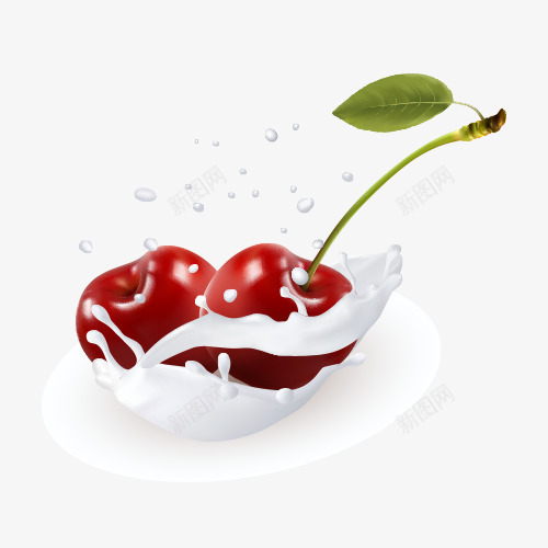 樱桃牛奶png免抠素材_新图网 https://ixintu.com png图形 png装饰 樱桃 水果 牛奶 装饰