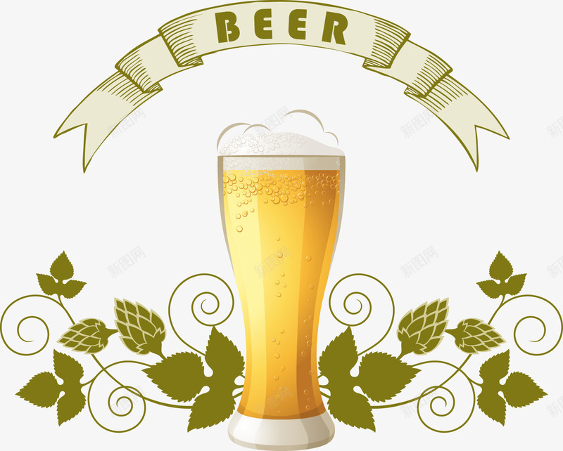 餐饮饮料图标矢量图ai_新图网 https://ixintu.com 啤酒 啤酒图标 图标 杯子 标签 酒杯 餐饮 矢量图
