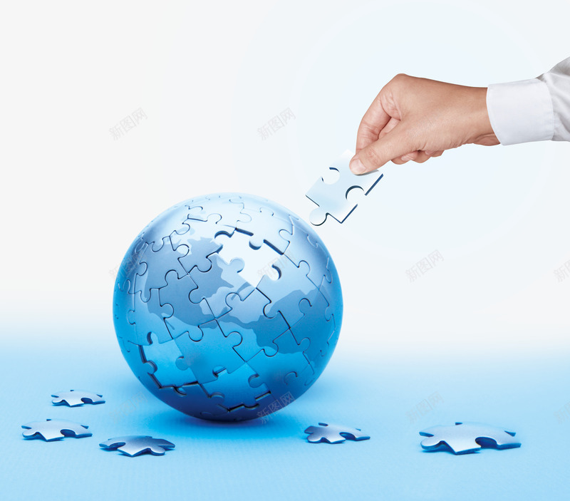 地球psd免抠素材_新图网 https://ixintu.com 地球 拼图 蓝色