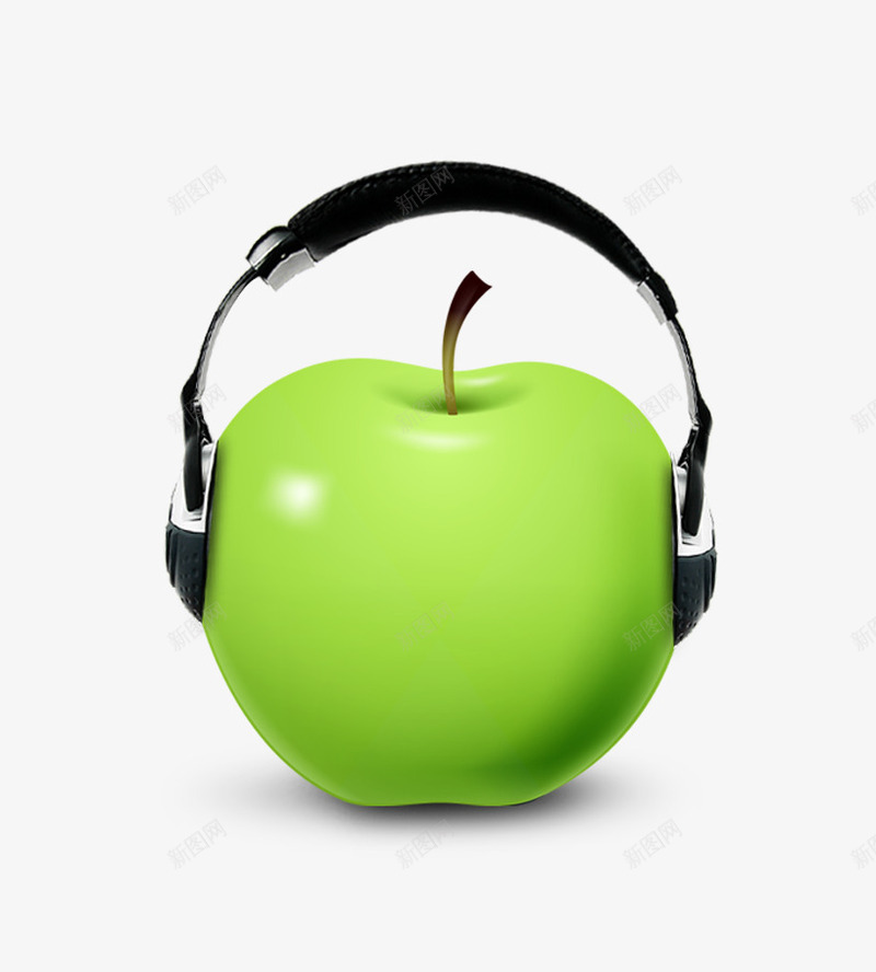 听音乐的苹果png免抠素材_新图网 https://ixintu.com 听音乐 耳机 草果