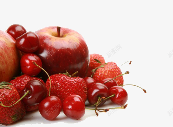 樱桃苹果草莓png免抠素材_新图网 https://ixintu.com 樱桃 水果 瓜果 红色 美食 苹果 草莓 食物