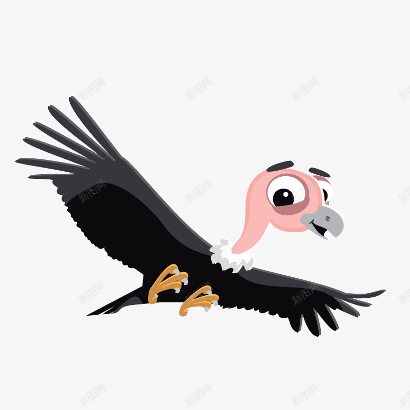 黑色翅膀的秃鹫png免抠素材_新图网 https://ixintu.com 元素 动物 卡通形象 秃鹫 飞翔 鸟类 黑色翅膀