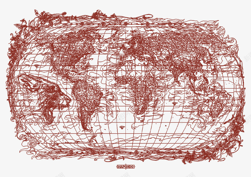 单色地球线稿图png免抠素材_新图网 https://ixintu.com 创意地图 单色地球 线稿图