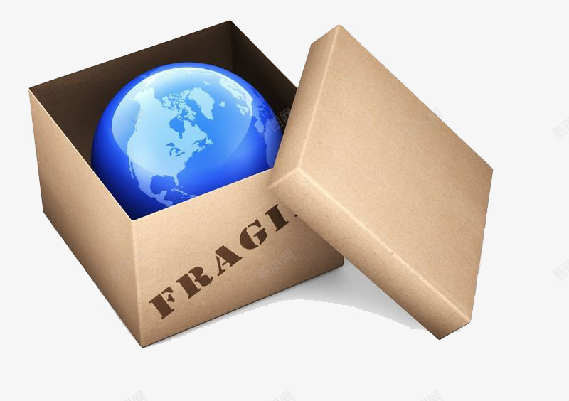 蓝色地球装在盒子里面png免抠素材_新图网 https://ixintu.com 元素 地球 打包 盒子 蓝色