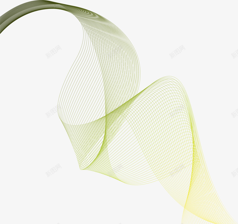 绿色曲线图案png免抠素材_新图网 https://ixintu.com 图案 清新 简约 纹路 线条 绿色 花纹 装饰图案
